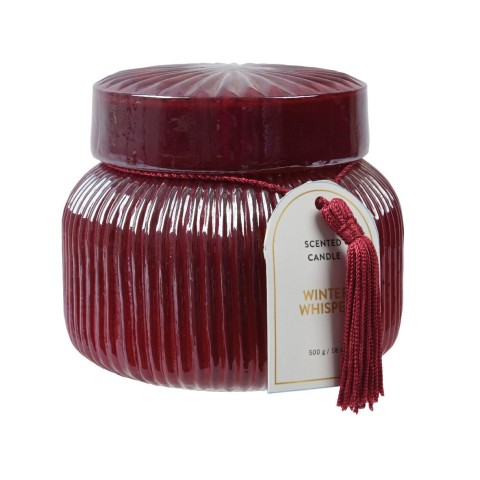 CANDELA VETRO ROSSO PROFUMATA H.10.5